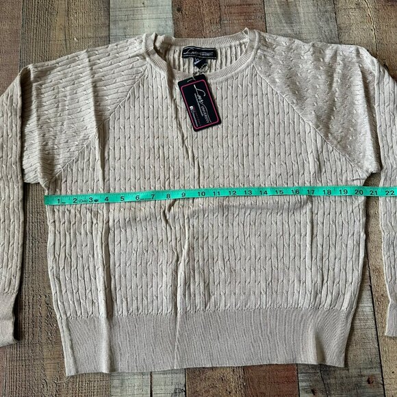 Love University Women’s Size 1X Tan Crewneck Cable Knit Sweater - Picture 2 of 7